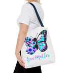 You Matter Butterfly Tote Bag – Inspirational Floral Butterfly AOP Tote