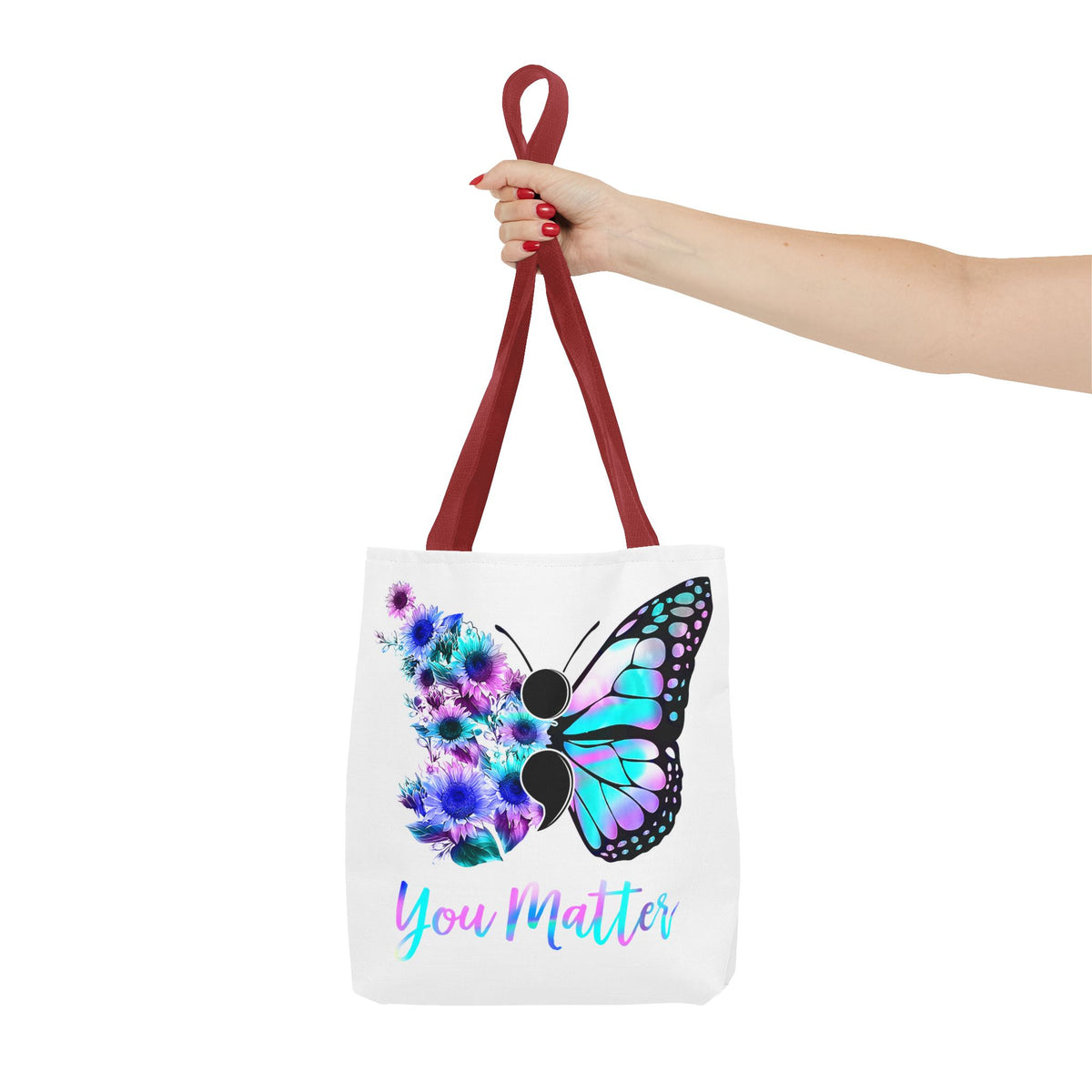 You Matter Butterfly Tote Bag – Inspirational Floral Butterfly AOP Tote