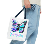 You Matter Butterfly Tote Bag – Inspirational Floral Butterfly AOP Tote