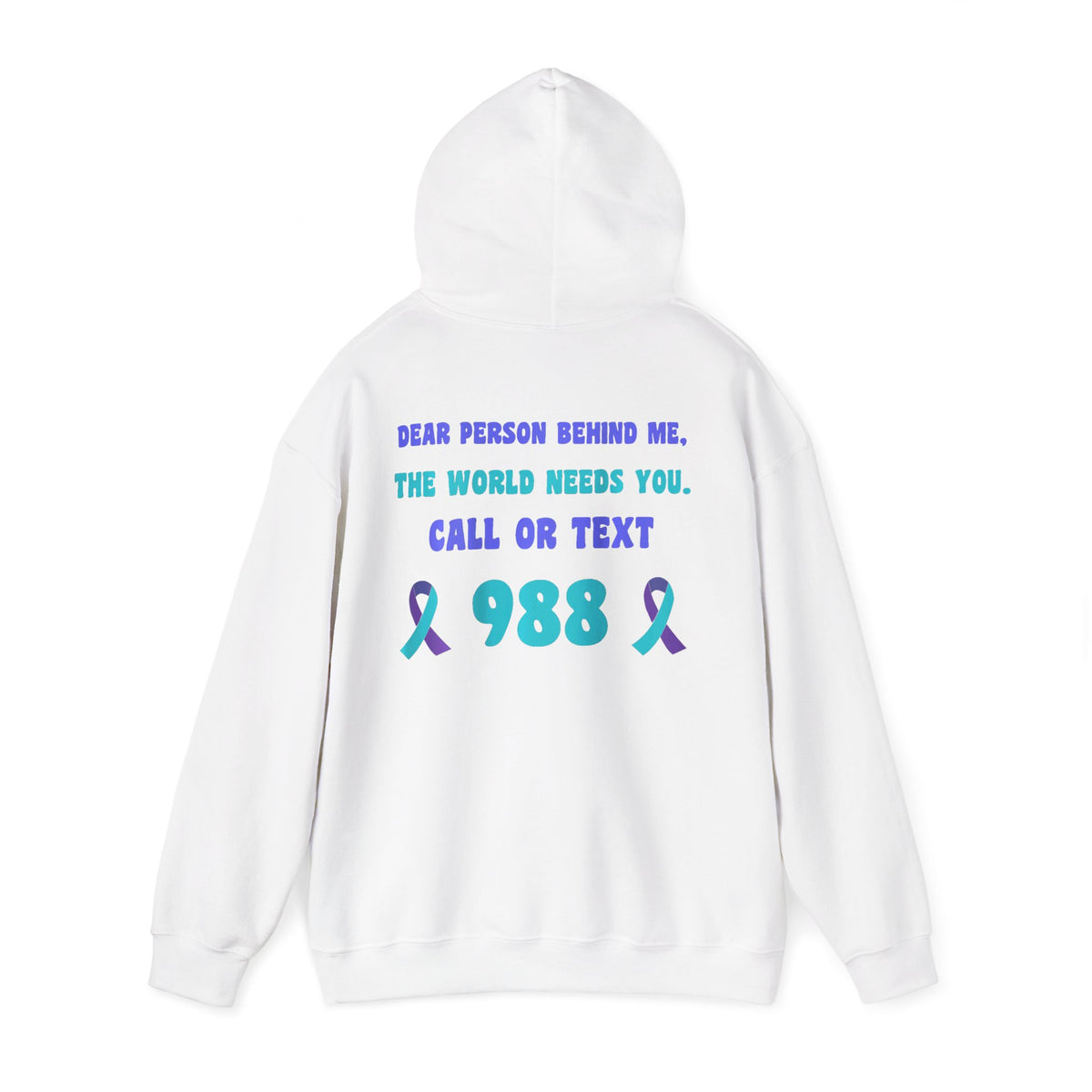 Suicide Prevention Hoodie — Semicolon Design with 988 Crisis Hotline Back Print
