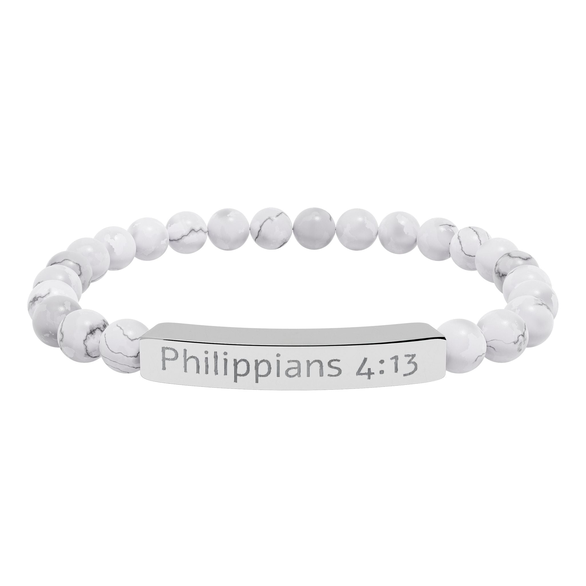 Engraved Natural Stone Stretch Bracelet - Philippians 4:13 Bracelet
