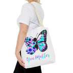 You Matter Butterfly Tote Bag – Inspirational Floral Butterfly AOP Tote