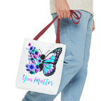 You Matter Butterfly Tote Bag – Inspirational Floral Butterfly AOP Tote