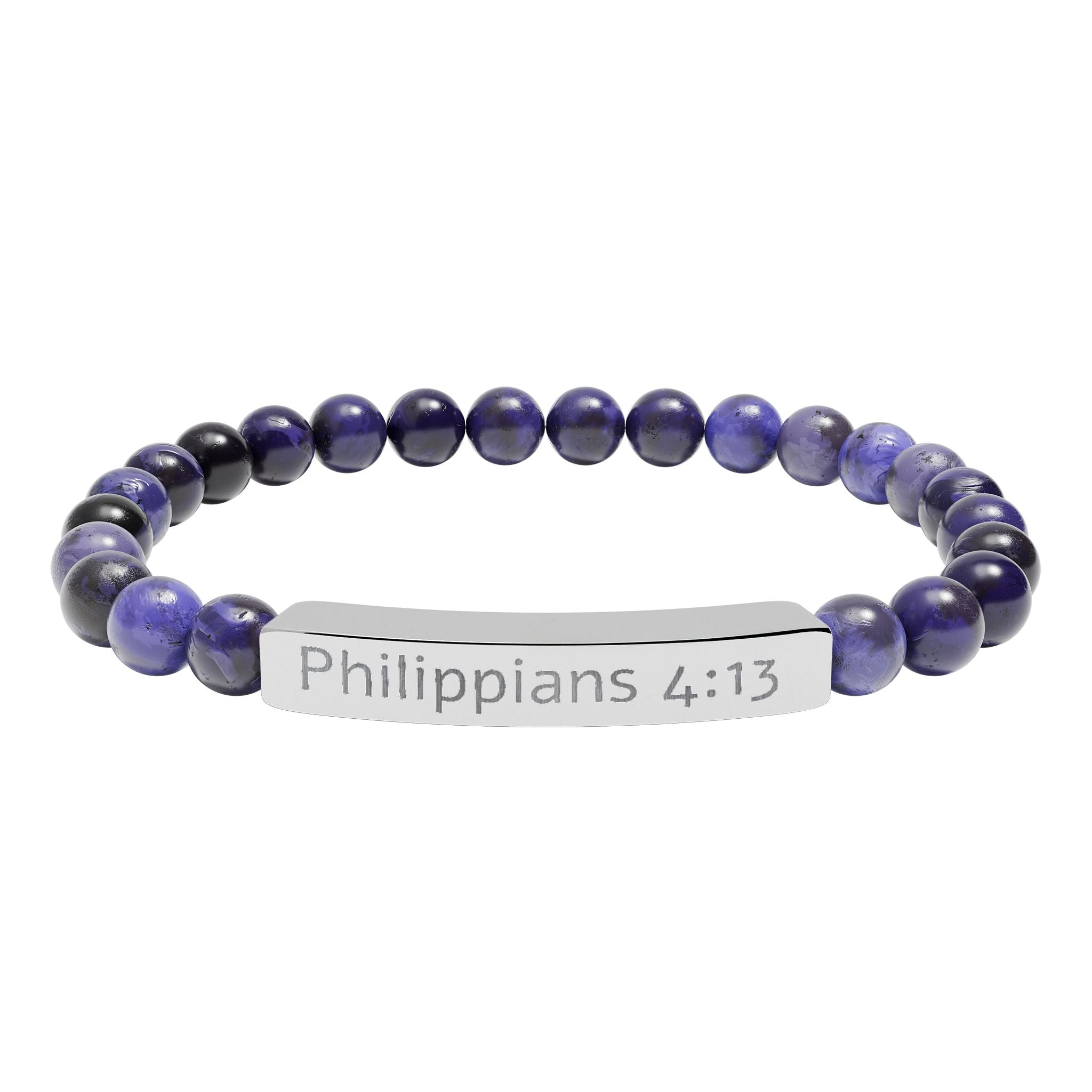 Engraved Natural Stone Stretch Bracelet - Philippians 4:13 Bracelet