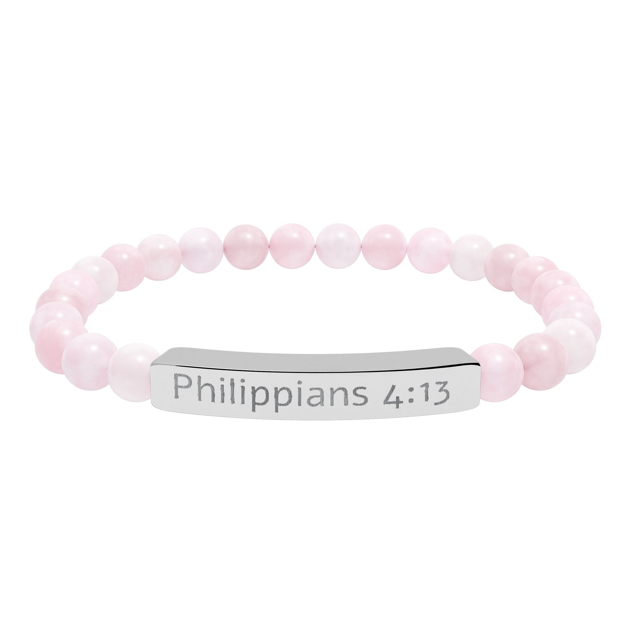 Engraved Natural Stone Stretch Bracelet - Philippians 4:13 Bracelet