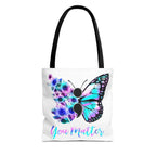 You Matter Butterfly Tote Bag – Inspirational Floral Butterfly AOP Tote
