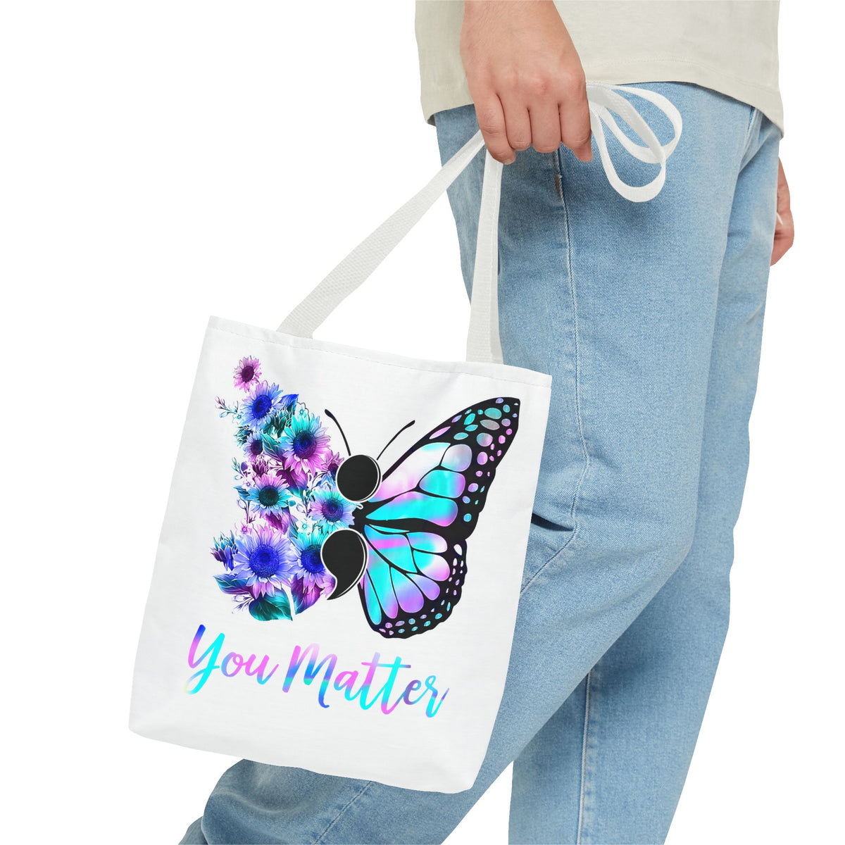 You Matter Butterfly Tote Bag – Inspirational Floral Butterfly AOP Tote
