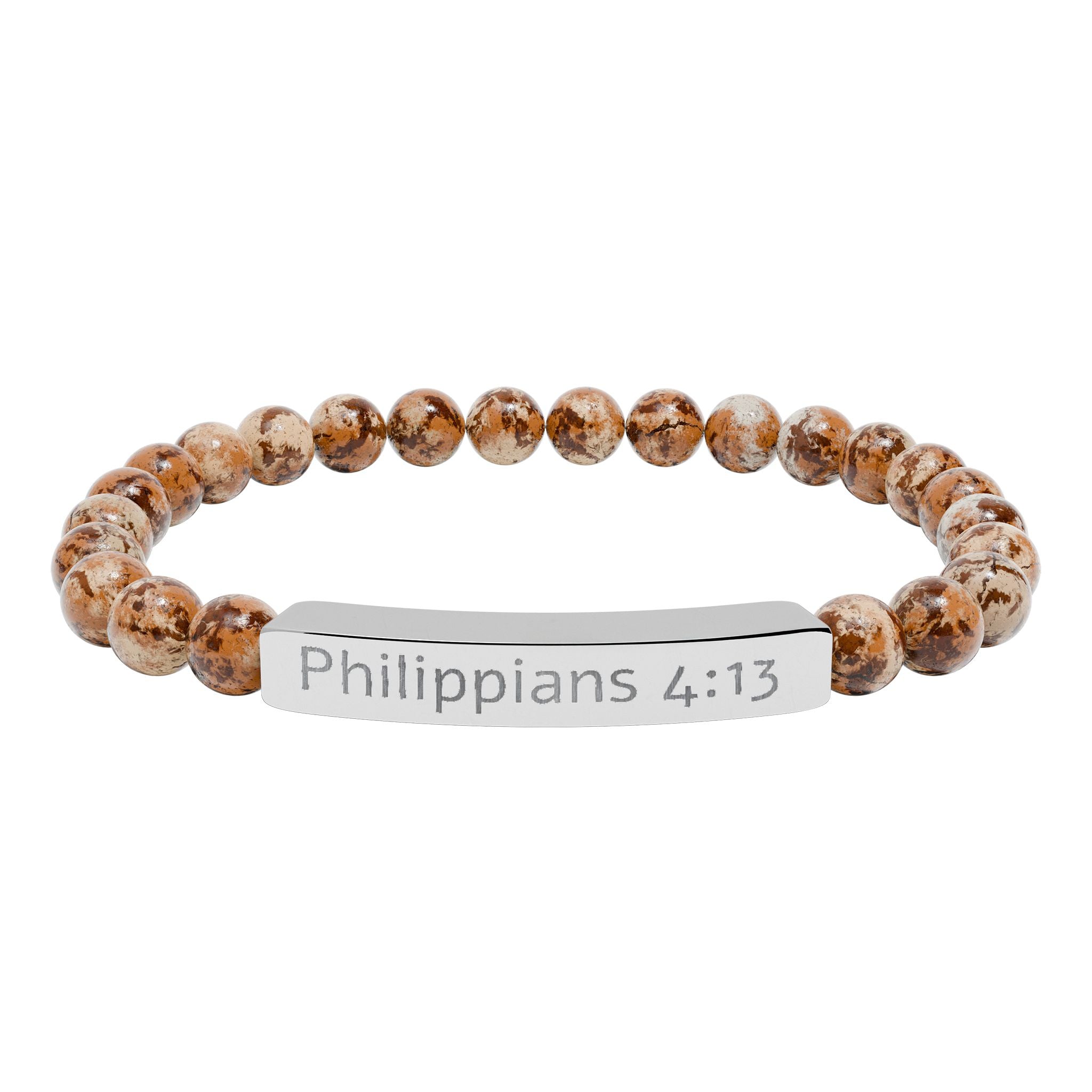 Engraved Natural Stone Stretch Bracelet - Philippians 4:13 Bracelet