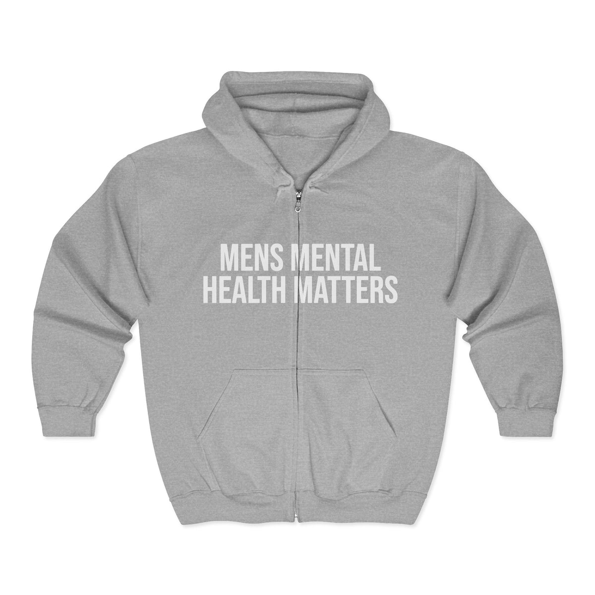 Mens Mental Health Matters Zip Hoodie — Awareness Full-Zip Sweatshirt